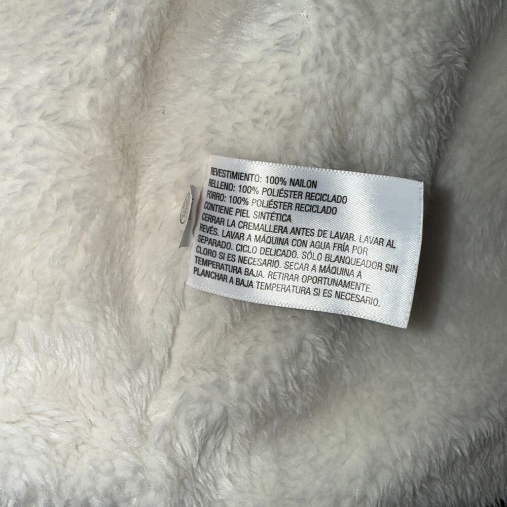 Metallic Silver Puffer Vest Faux Shearling Lined Full Zip Women’s Size Large y2k - Picture 9 of 9